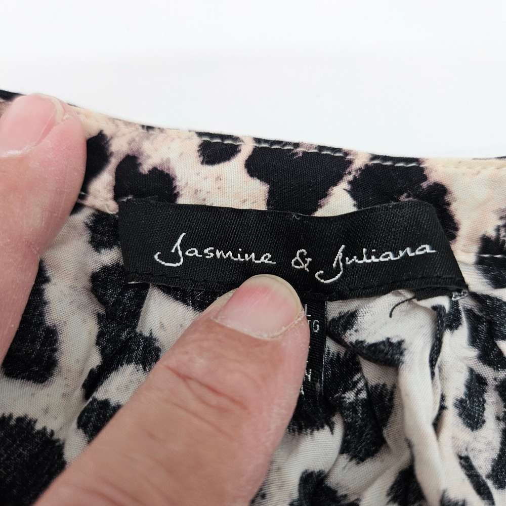 Jasmine‎ & Juliana Leopard Print Tunic Top Shirt XL V Neck 3/4 Sleeve - Picture 3 of 8